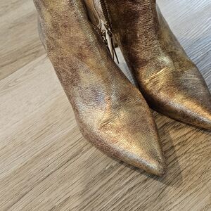 Zara Metallic Gold Heeled Boots